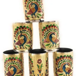 (Pack of 6) Glass Set Meenakari, Water Glass, Juice Glass Glass Set Water/Juice Glass-image-4