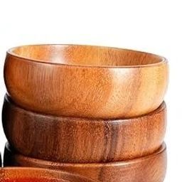 Wooden Mixing Bowl Serving Bowls, Sheesham Wooden 5 Inch Set of 5 for Salad, Soup, Noodle and More Disposable-image-23