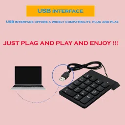 D25 Wired Number Keyboard Slim Mini Numeric keyboard pad 18 Keys for Laptop Notebook Wired USB Handheld Laptop Keyboard Compatible with Desktop, Laptop, Mac image 5