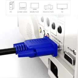 CUDU Combo Set of Male to Male 15 Pin VGA and Power Cable for Computer CPU, Monitor, Printer (Blue, 1.5 m) Combo Set image 5