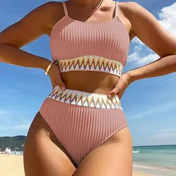 Addery Self-Striped Swim Bikini Set-image-75