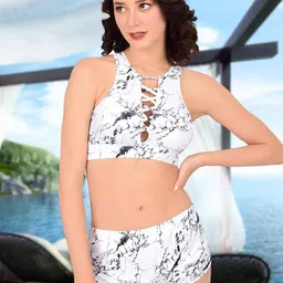 bare dezire Printed V-Neck Bra & Boys hort Brief Swim Bikini Set-image-16