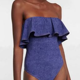 LULU & SKY Frill Detail Strapless Swim Bodysuit-image-72