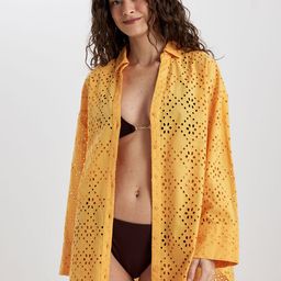 DeFacto Self Design Cotton Swimwear Cover Up-image-10