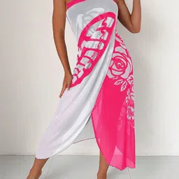 Stylecast X KPOP Floral Printed Plunging Neck Swimwear Cover Up Dress-picture-37