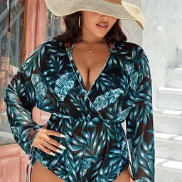 Plus Curvves Tropical Printed Bikini Swim Set-image-3