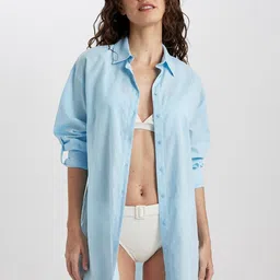 DeFacto Pure Cotton Swimwear Cover Up Top-image-72