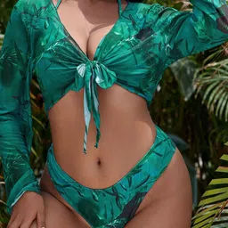 LULU & SKY Plus Size Tropical Print 3pc Bikini Set-image-69