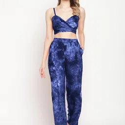 EROTISSCH Women Blue Printed Pure Cotton Cover-Up Beachwear Set-19
