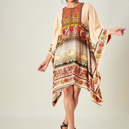 The Kaftan Company Women Beige Florets Resort Cover-Up Swimwear-image-99