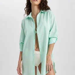 DeFacto Cotton Swimwear Cover Up Top-image-13