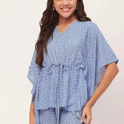 Moomaya Floral Printed Kaftan Night suit-image-14