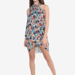 Beau Design White & Blue Printed Sarong Swimwear-image-66