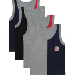 Bodycare Kids Boys Pack Of 4 Grey & Navy Blue Mickey & Friends Innerwear Tank Vests-image-54