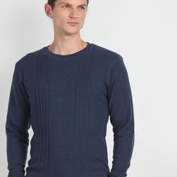 Arrow Sport Cable Knit Long Sleeves Reversible Pullover-image-70