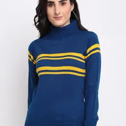 Club York Women Blue & Yellow Striped Pullover-image-28