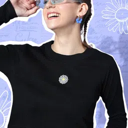 DressBerry Women Black Solid Knits Bits Sweater-image-38