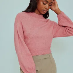 NA-KD Women Pink Solid Sweater-image-55