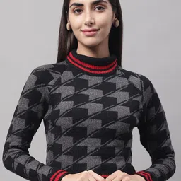 NoBarr High Neck Geometric Printed Pullover-image-37