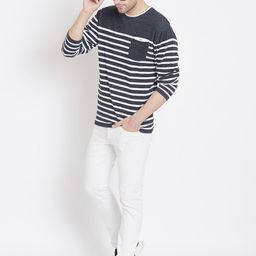 Crimsoune Club Men Grey Striped Pullover Sweater-image-41