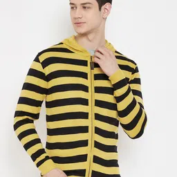 JUMP USA Men Beige & Black Striped Front-Open with Zip Detail-picture-10