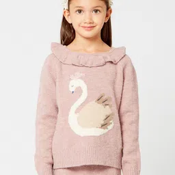 One Friday Girls Pink & White Printed Pullover-image-82