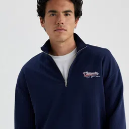 DeFacto Printed Mock-Collar Open-Front Sweatshirt image 2