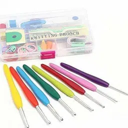 sakrai Knitting Crochet Hook Needle Set, 52pcs Ergonomic Sewing Knitting Needle Kit with 16pcs Soft Grip Handles Hooks 0.6mm-6mm, 1 Scissor, 1 Tape Measure, 3 Tapestry for Hand Knitted image 2