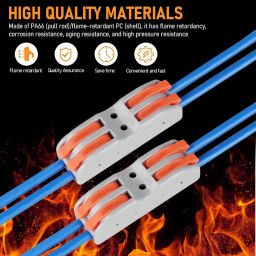 Serplex® 20Pcs Wire Connector Kit 2 Circuit Inline Splices Cable Connector With Control Lever Compact Splicing Wire Jointer Cable Conductor Clamp Wire Connector Jointer Conductor For 28-12 Awg image 5