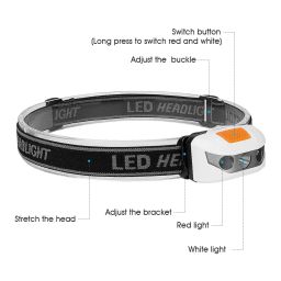 Mini Sensor Headlamp 3 Light Modes Waterproof R3+2 LED Super Bright Headlight Headlamp Torch image 4