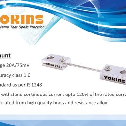 YOKINS, DC Shunt 20A/75mV as per IS1248 Current Meter Shunt Resistor Resistance for DC Ammeter Shunt image 1
