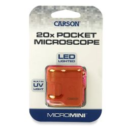Carson MicroMini 20x LED Lighted Pocket Microscope with Built-In UV and LED Flashlight - Orange image 5