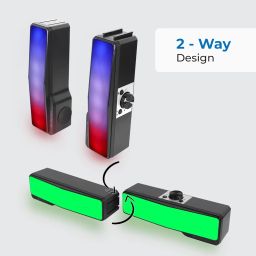 ZEBRONICS Wonder Bar 20 RGB Lights Computer Speaker with Detachable 2 in 1 Design, 10W RMS Output, Volume Control, AUX 3.5mm, USB Powered, 2.0 Stereo, Speaker ON/Off and Mute image 2