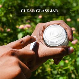 happy packaging 50 Ml Clear Round Empty Glass Cosmetic Cream Container | Jars With Black Cap And White Inner Lids For Creams| Balms | Face Scrub | Body Cream Etc (3) image 5