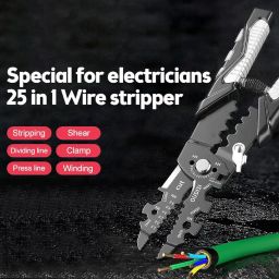 SKYTONE 24 in 1 Multi-function Plier Tools Made of Stainless Steel with 11 Screwdriver bits with Safety Hook, Bottle Opener, Multifunction Pliers for Outdoor Backpacking & Gifting. (T10) image 2