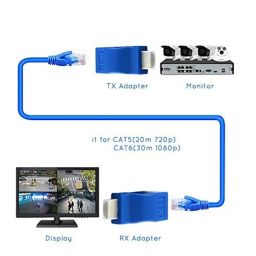HDMI to RJ45 Network Cable Extender,HDMI Extender by Ethernet LAN Cable TX(Input)/ RX(Output) Adapter HD Converter Adapter Repeater Over Cat 5e/6/6e Support 1080p upto 30 m Trans. Distance image 5