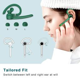 HEIBAS Bluetooth Headset, Wireless Bluetooth Earpiece with 500mAh Charging Case 72 Hours Talking Time Built-in Microphone for iOS Android Cell Phone, Hand-Free Headphones for Trucker, Office-Green image 4