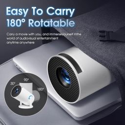 EYUVAA LABEL Lightbeam Smart Projector for Home Office with WiFi & Bluetooth, Support 1080P Resolution 3000 Lumen, Rotabable Design and Android 11 with Built-in Apps, 100 inches Max Display image 2