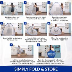 Odomos Dabur Mosquito Net For Double Bed | King-Size Washable & Foldable Machardani With Multi-Purpose Pocket | Strong 30 Gsm Polyester Net | Pvc Coated Corrosion Resistant Steel Frame image 5
