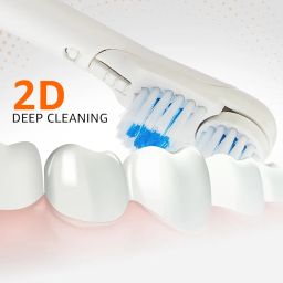 Amazon Basics Electric Automatic Toothbush for Adults- with 3 multicolor replaceable heads - AA Battery Powered image 2