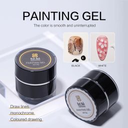 Professional Painting Gel Paint Ink, Nail Art Design and Drawing Gel, UV LED Soak Off (Black, 8g) image 2