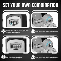 Flexzion Key Lock Box - 4 Digit Combination Storage Safe for Wall Mounting, Security Holder Case for Indoors Outdoors, Weather and Rust Resistant image 5