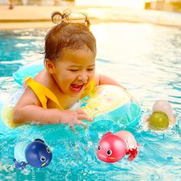 Storio Cute Swimming Baby Water Turtle Bath Toys for Toddlers | Set of 2 | Turtle Toy | 1-3, Floating Wind Up Toys for 1 2 3 4 5 Year Old Boy Girl, New Born Baby Bathtub Water Toys - 2pcs image 5