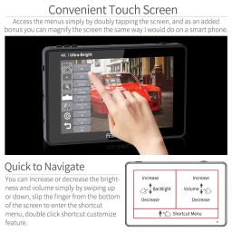FEELWORLD LUT7S 7 Inch 2200nit Ultra Bright SDI Touch Screen DSLR Camera Field Monitor with 3D Lut Waveform Vectorscope Automatic Light Sensor HD 1920x1200 3G SDI 4K HDMI Input 8.4V DC Output Tilt Arm image 2