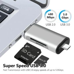 CARE CASE® Type C+ Micro USB+USB 3.0 in 1 OTG Card Reader USB Type-C SD/Micro CD Card Reader USB2.0 Micro USB Connecter for Digital Cameras and Mac Book Laptop Android Phones Universal image 3