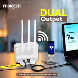 Frontech 4G WiFi Router (5G SIM Compatible), Nano SIM Slot, 3 External Antennas, Dual Output (Wired/Wireless), 40MHz Bandwidth, High-Speed Internet for Home & Office (NC-0035) image 3