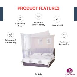 Divayanshi Mosquito Net for King Size Double Bed Polycotton (6.5 * 6.5, White) image 4