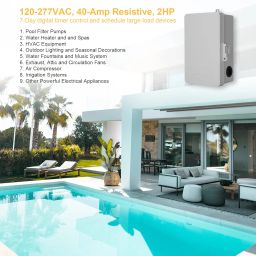 Suraielec Pool Timer, 7-Day Programmable Digital Box Timer Switch, 40 AMP, 2HP, 120, 240, 277 VAC, Outdoor Indoor Heavy Duty Pool Controller Timer Box for Pool Pump, Water Heater, Powerful Appliances image 5