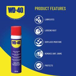 WD-40 Multipurpose 63.8g Spray for Home Improvement, Frees jammed locks & Rust Parts, Adhesive remover & Protectant Agent - Multi use for Home, Work and DIY Purposes (Pack of 3) image 2