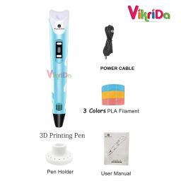 VikriDA Combo Set of 3D Pen, LCD Display with 10 Pcs 5 Metre +3 Pcs 5 Metre Different Color of Pla Filament Refills (1.75 Mm), Creative Modelling, Arts & Craft Kit - Multicolor, Kids image 5